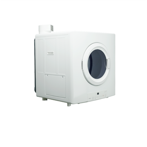 asciugatrice Rinnai Dry Soft da 9kg vista laterale con scarico per installazione esterna
