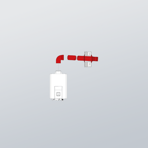 schema di montaggio semplificato fumisteria Rinnai Infinity per installazione all'interno