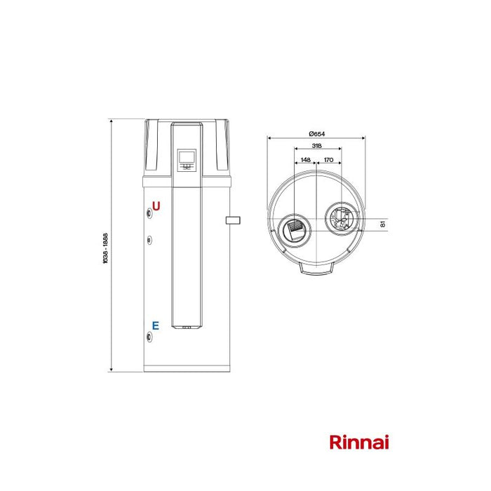 Disegno tecnico di dimensioni e raccordi di Shimanto Sanitary 200-300
