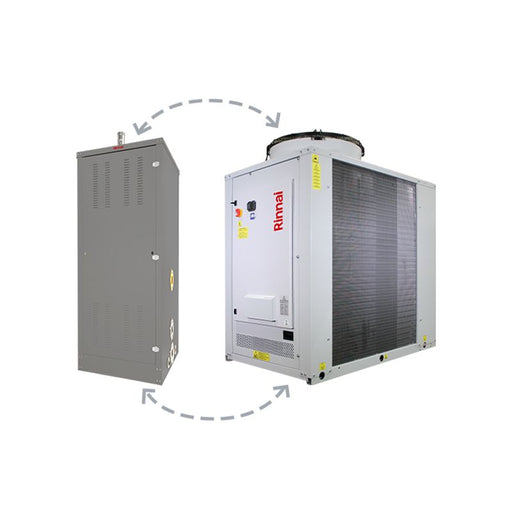 Rinnai Modus Hybrid composta da pompa di calore Mashu e caldaia aiM