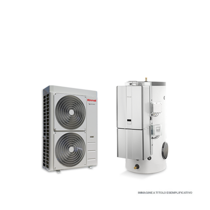Rinnai Modus Hybrid ACS Demand Duo composto da pompa di calore monoblocco e Demand Duo
