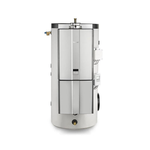 sistema sanitario Rinnai 300 composto da scaldabagno Infinity a condensazione e accumulo. Vista frontale