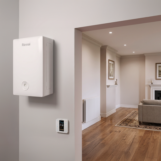 Esempio di installazione di caldaia Rinnai a condensazione con Wi-Fi ambientata