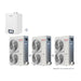 Modus Hybrid Rinnai combina una caldaia a gas a condensazione aiM con 3 pompe di calore Shimanto Mono