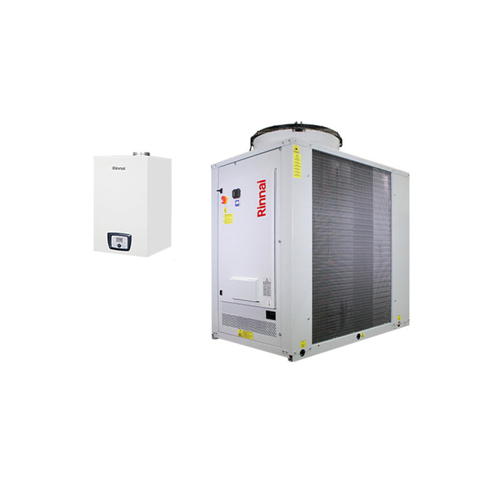 Sistema ibrido Rinnai con aiM generatore termico a gas e pompa di calore Mashu per grandi impianti
