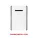 vista frontale scaldabagno Rinnai bianco con feritoia frontale per sarico diretto e cashback installatori