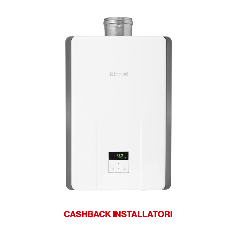 Se sei un installatore partecipa al cashback. Scaldacqua frontale bianco da interno con scarico fumi
